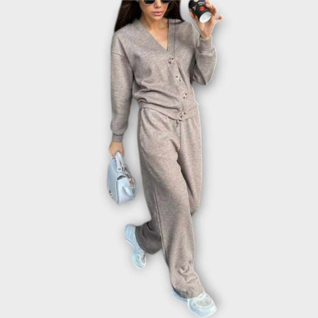 Kaia - Komplet Pletenega Plašča In Hlač