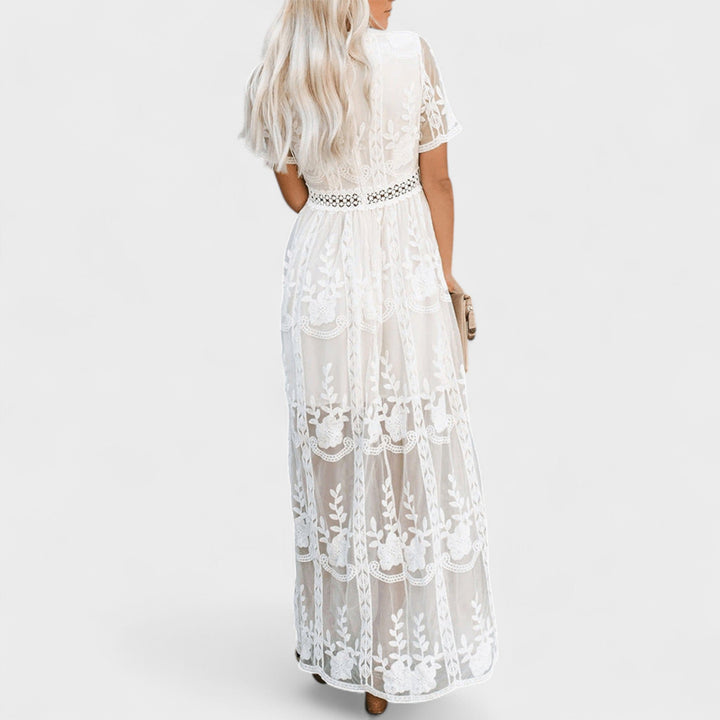 Marinka - Elegantna Dolga Boho Obleka z Čipko