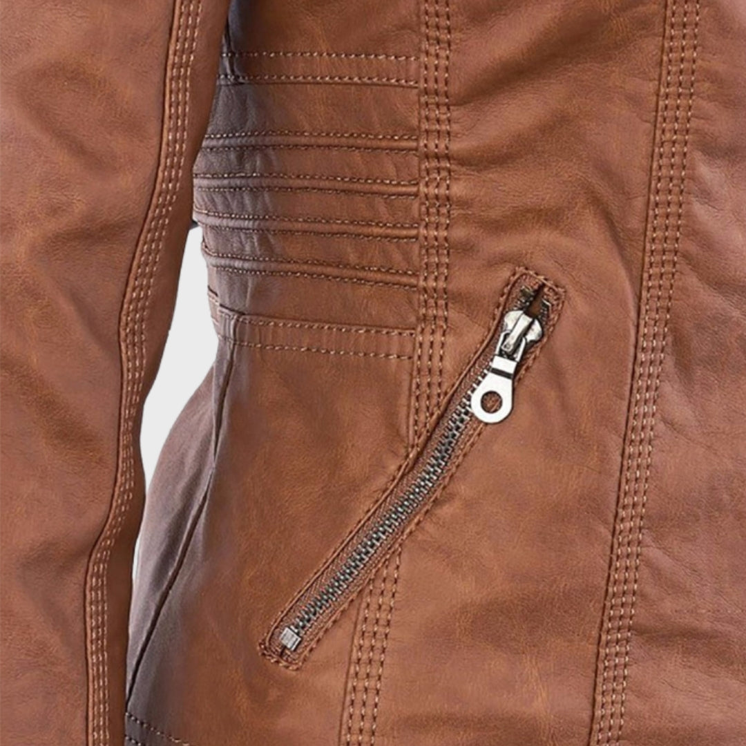 Alenka - Brezčasna Kožna Jakna Za Ženske S Kapuca