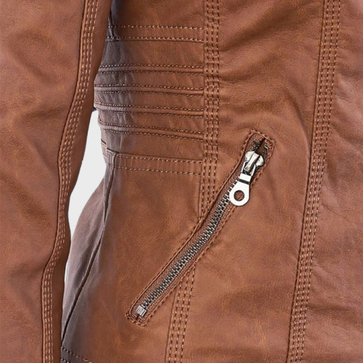 Alenka - Brezčasna Kožna Jakna Za Ženske S Kapuca